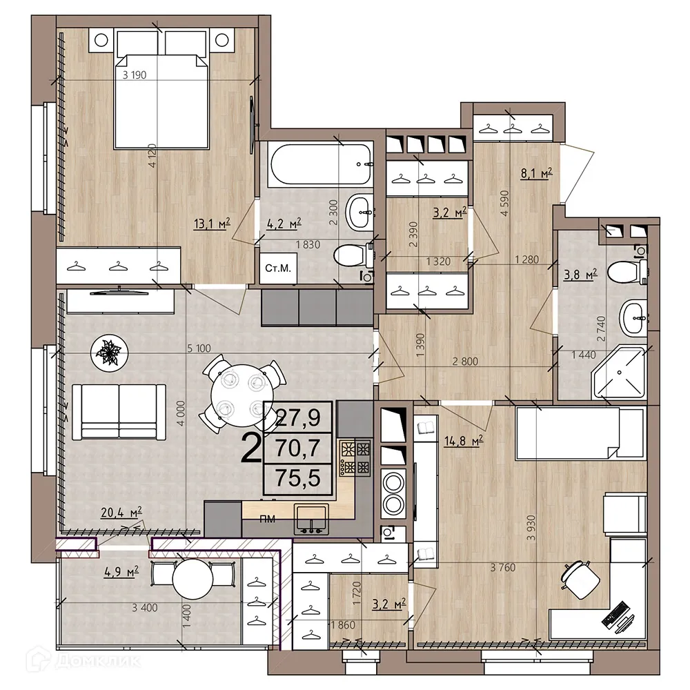 Фото квартиры в ЖК Окская стрелка