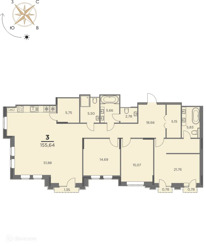 Фото квартиры в ЖК Жилой дом на Вознесенской