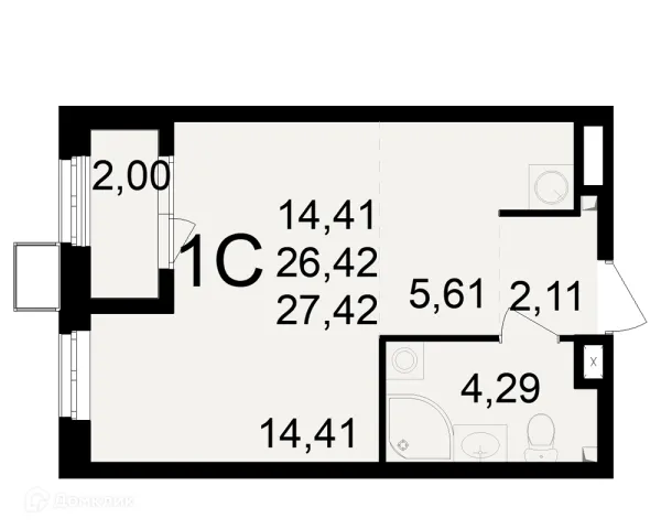 Планировка 1 комн. в ЖК Макроквартал "Свобода"