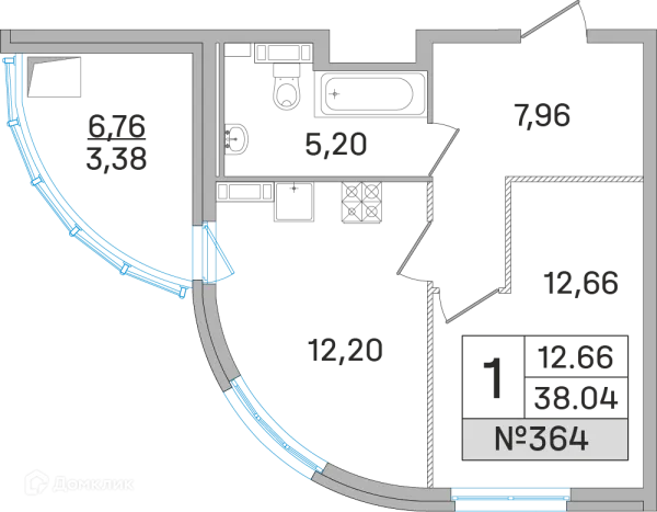 Планировка 1 комн. в ЖК Дом-Мегалит в Королёве