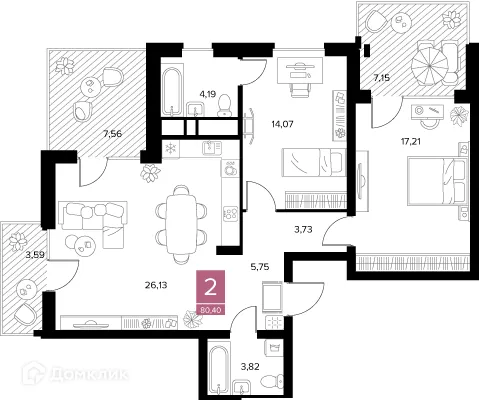 Фото квартиры в ЖК Квартал Дягилев