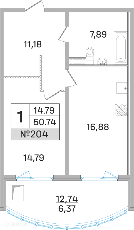 Планировка 1 комн. в ЖК Дом-Мегалит в Королёве