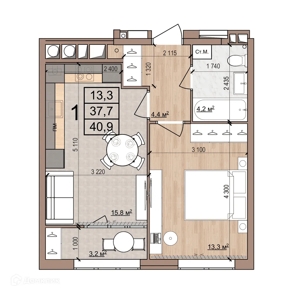 Фото квартиры в ЖК Skyline (Скайлайн)