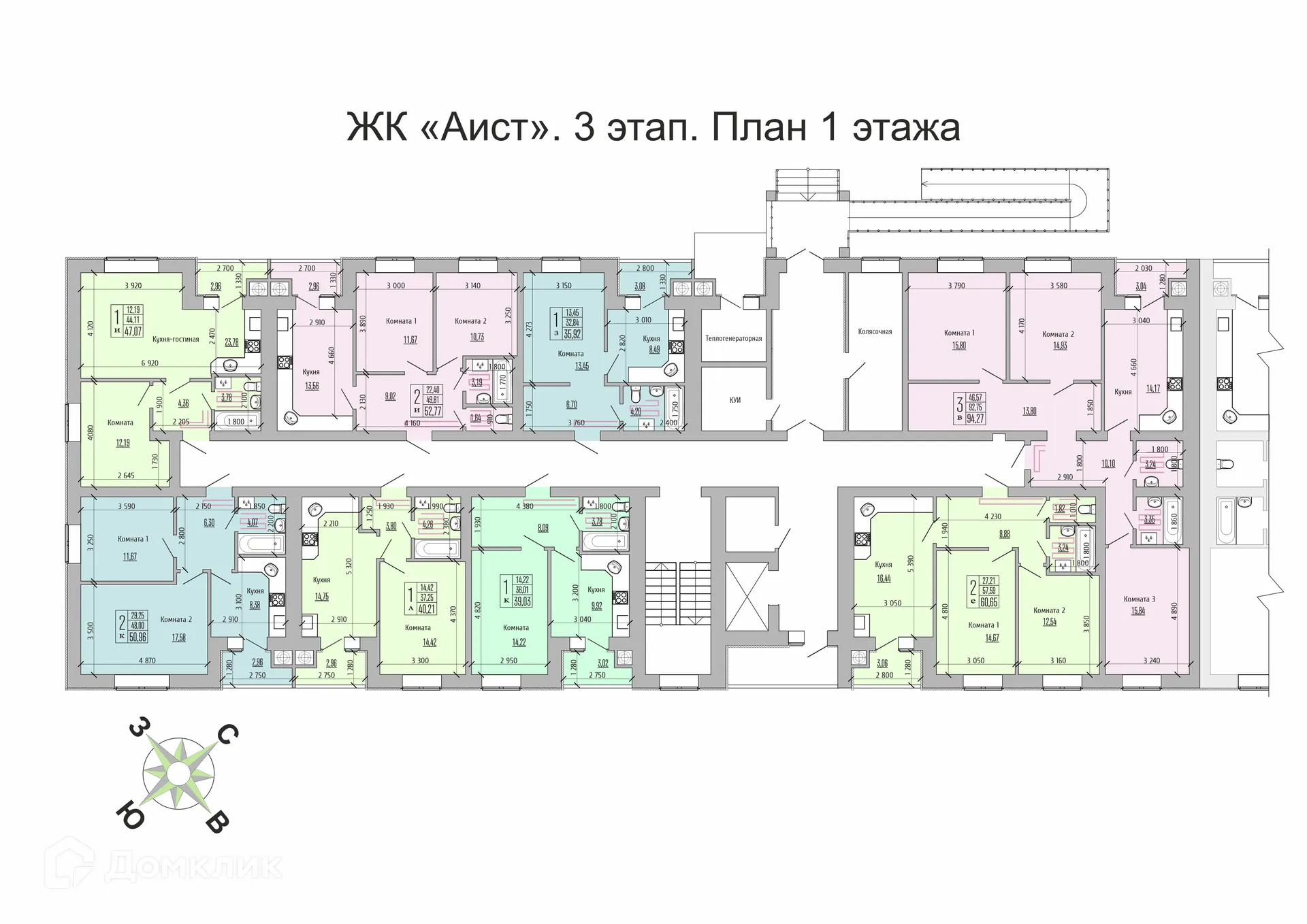 Планировка 2-комнатной квартиры 60.65 м² в ЖК Жилой Комплекс "Аист", г. Рыбное — фото 10