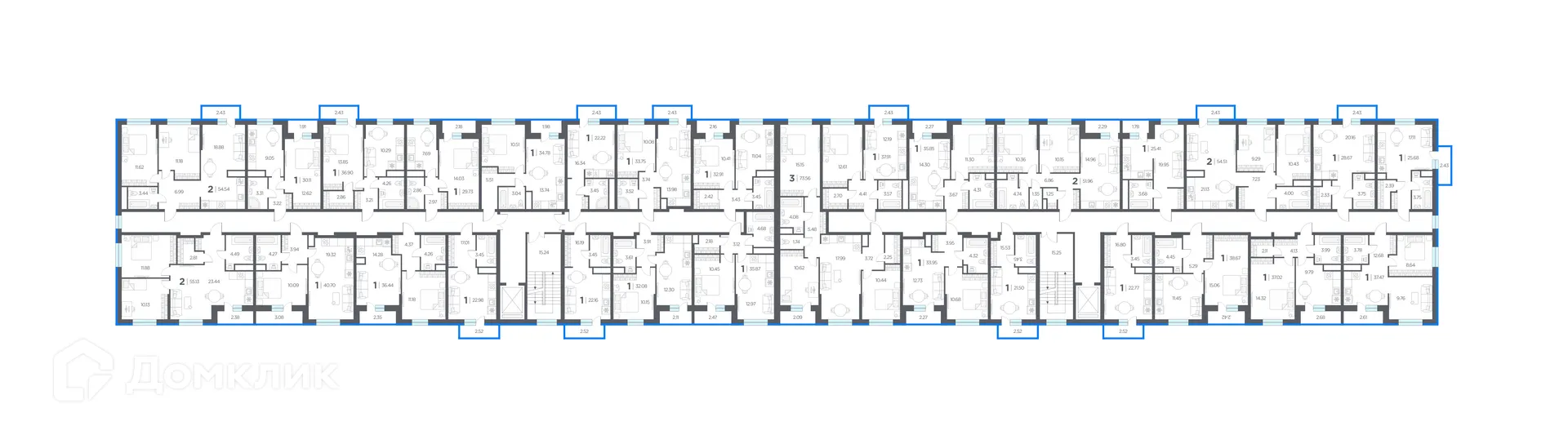 Планировка 1-комнатной квартиры 33.95 м² в ЖК Окские просторы, г. Рязань — фото 2