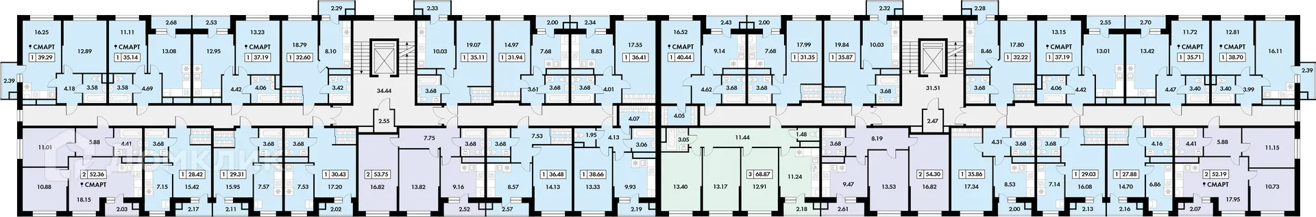 Планировка 1-комнатной квартиры 40.8 м² в ЖК Окские просторы, г. Рязань — фото 2