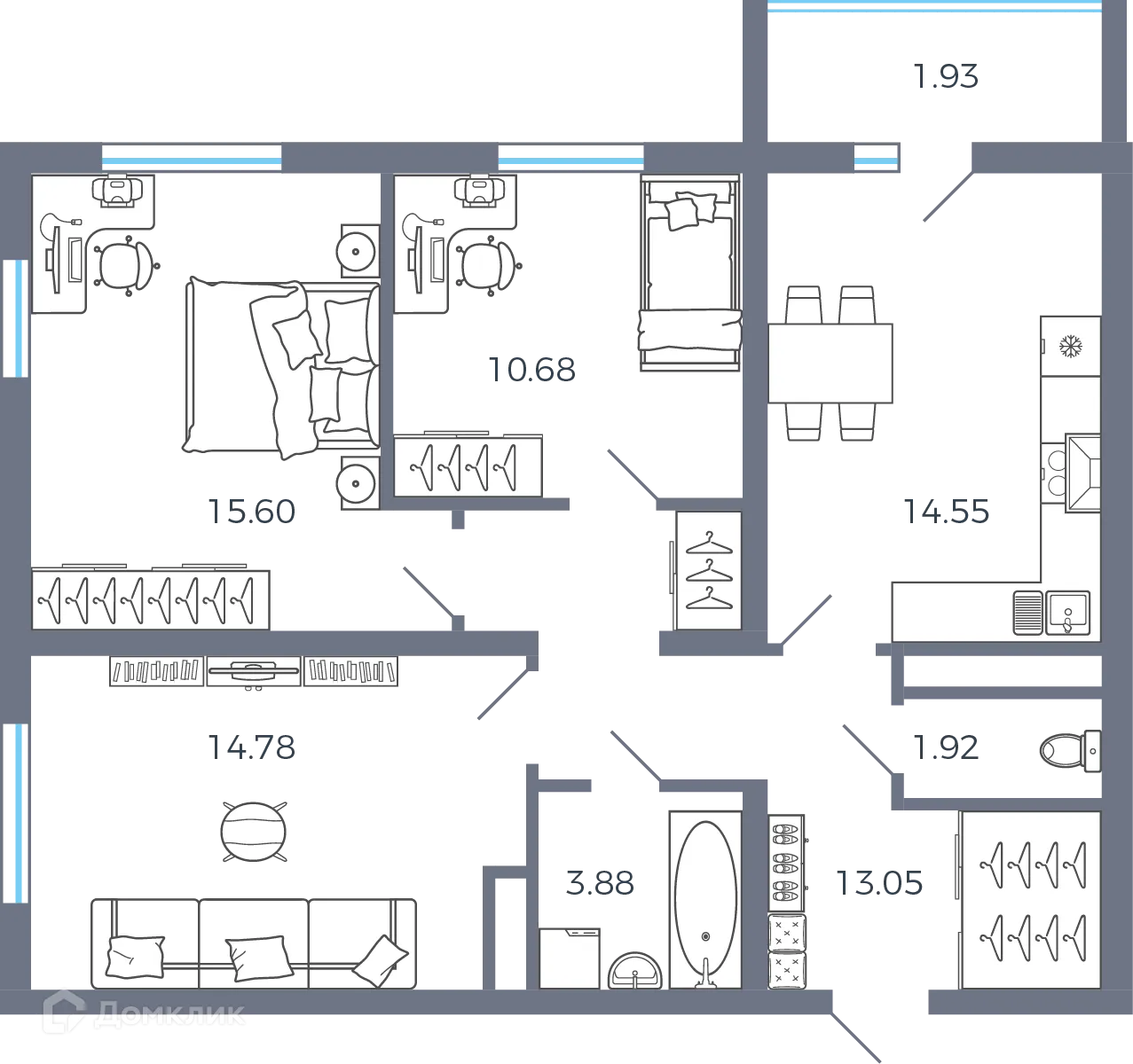 Фото квартиры в ЖК Квартал Центральный. Мкр. Южный Город