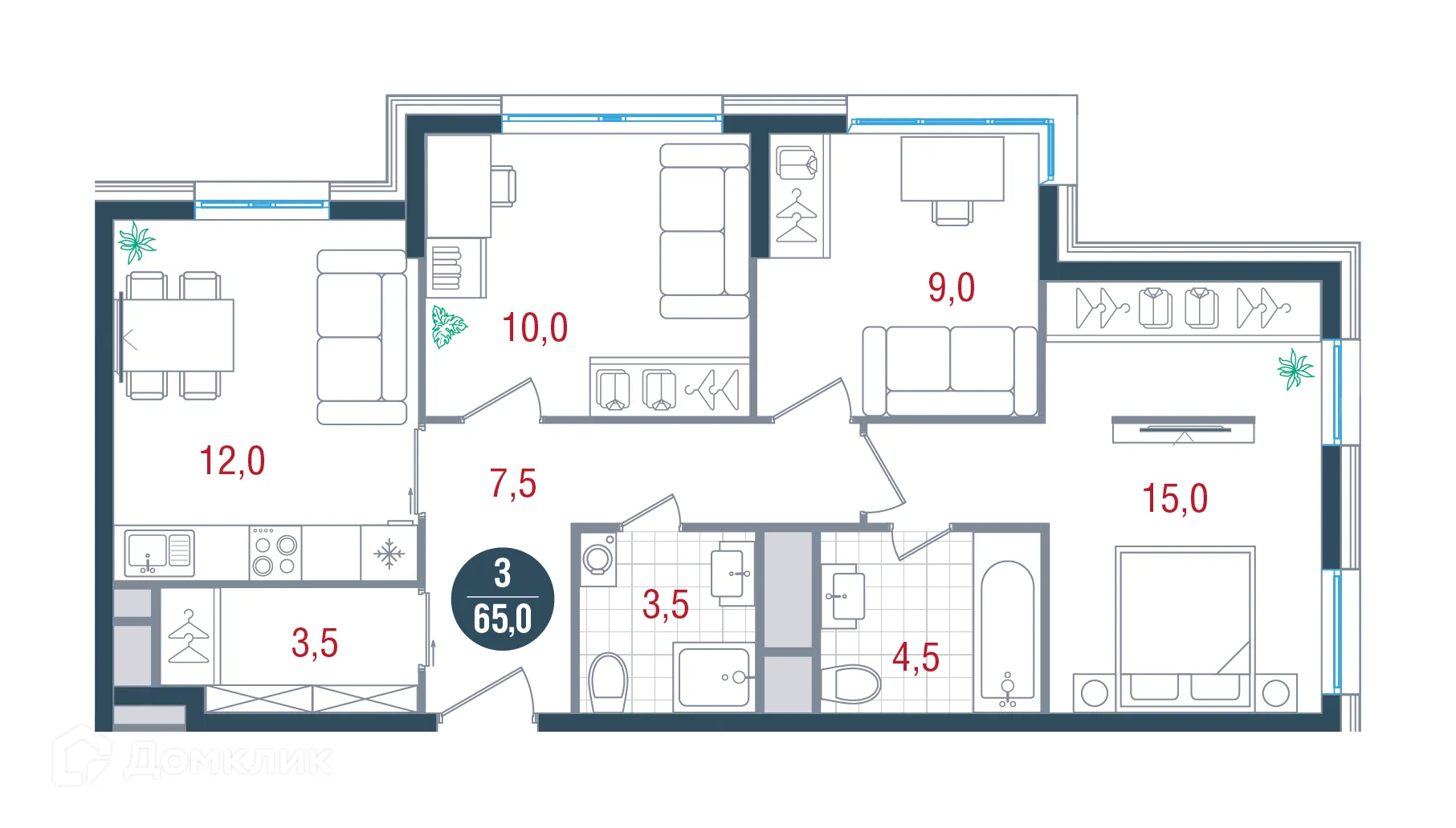 Фото квартиры в ЖК Русич Кантемировский