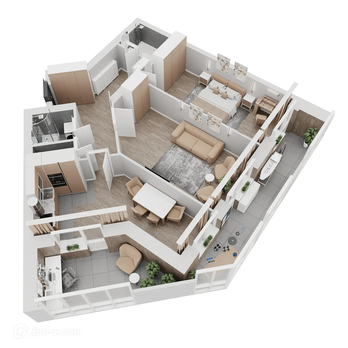 Планировка 2-комнатной квартиры 90.35 м² в ЖК КУЛЬТУРА, г. Самара — фото 3