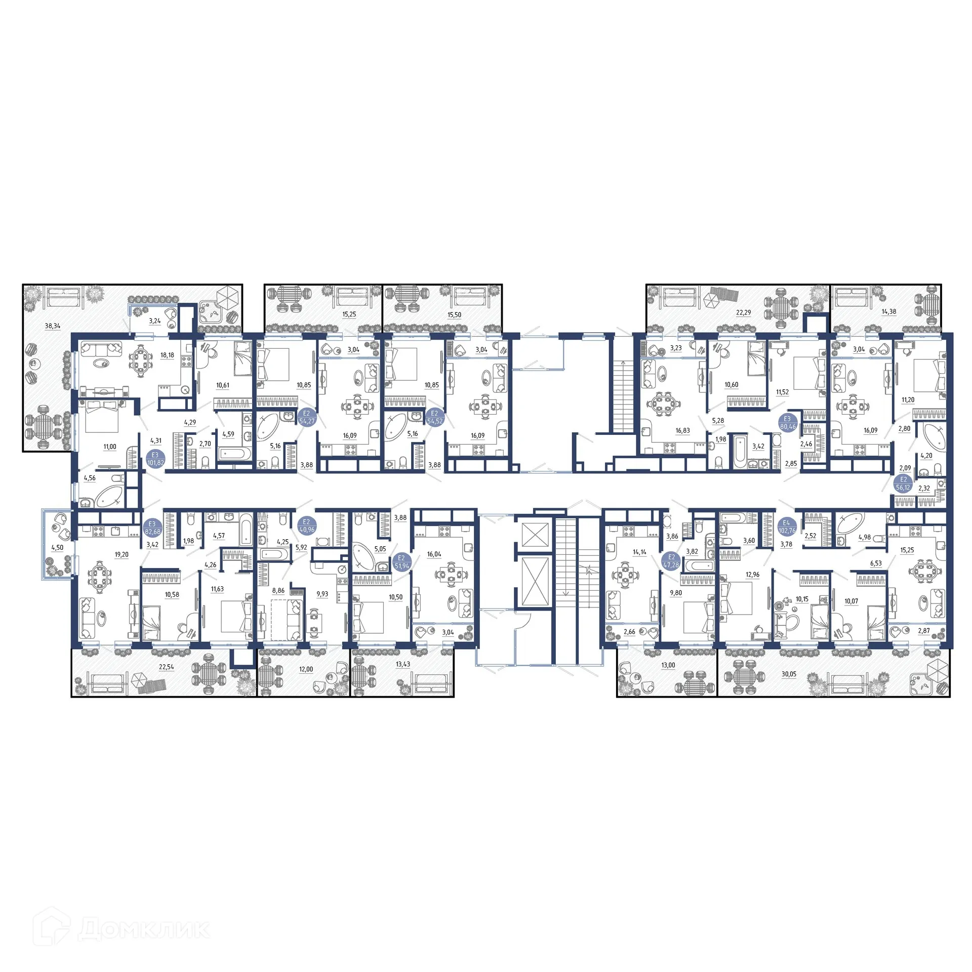 Планировка 2-комнатной квартиры 101.82 м² в ЖК Бульвар оптимистов, г. Дядьково — фото 2