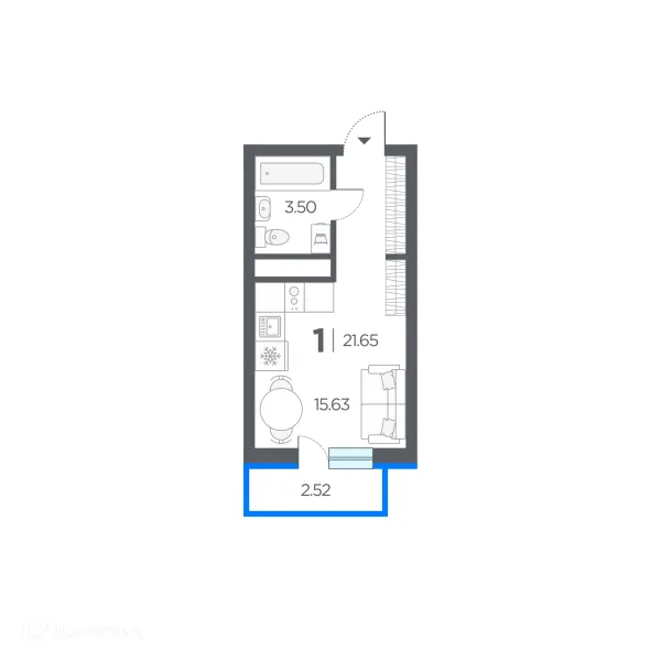 Планировка Студия в ЖК Шереметьевский квартал