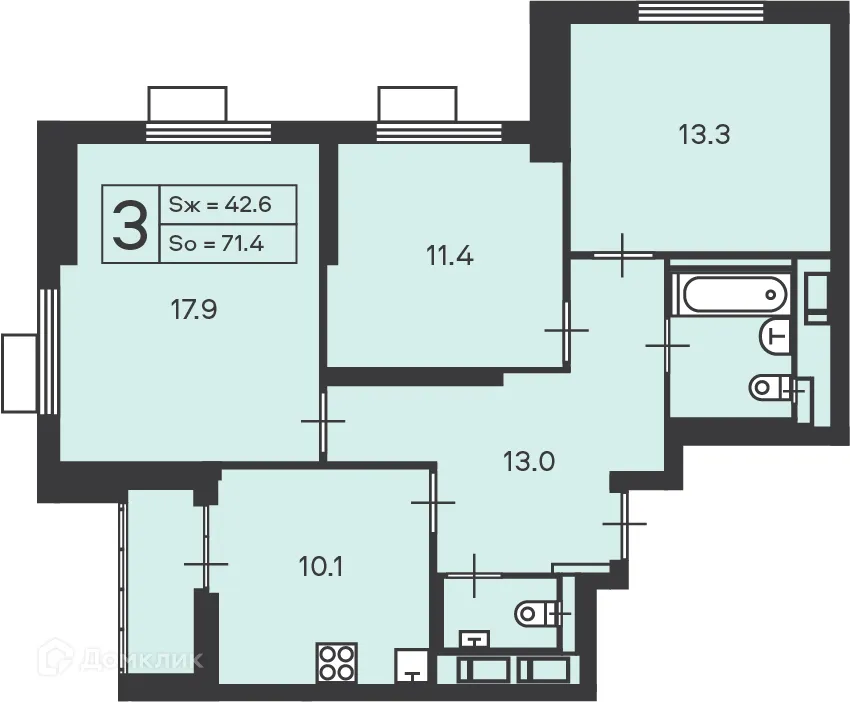 Фото квартиры в ЖК Дом по ул.Амурская