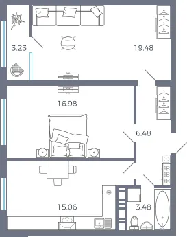 Фото квартиры в ЖК Квартал У парка. Мкр. Южный Город