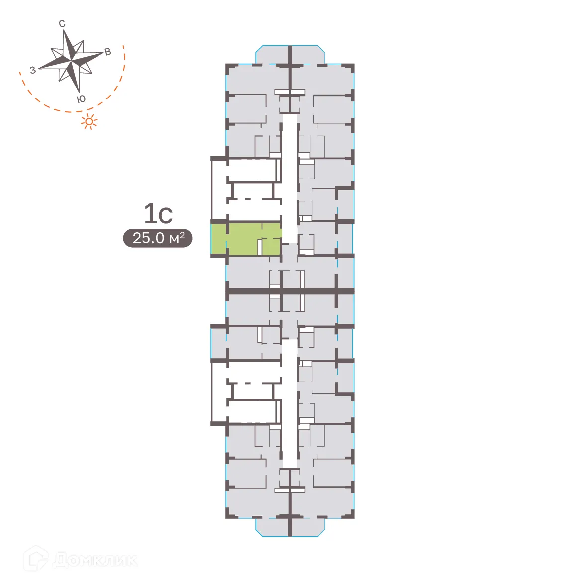 Планировка студии квартиры 25 м² в ЖК Притяжение, г. Ставрополь — фото 2