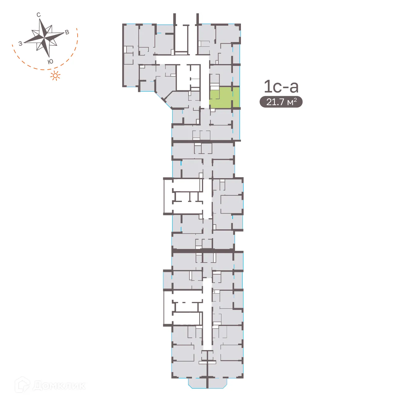 Планировка студии квартиры 21.7 м² в ЖК Притяжение, г. Ставрополь — фото 2