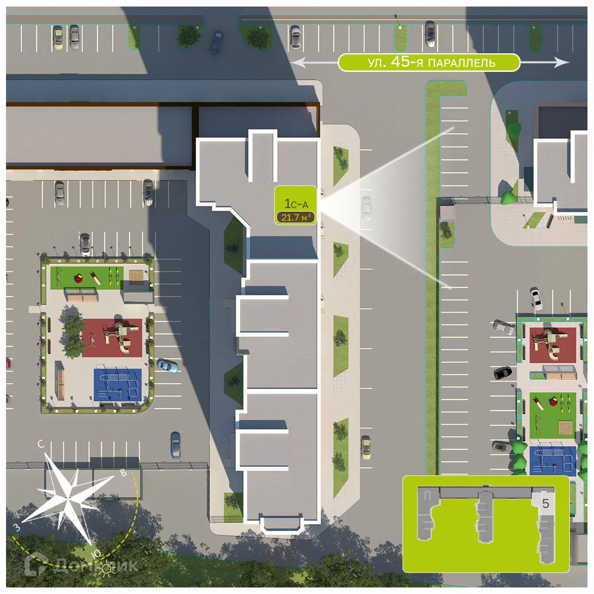 Планировка студии квартиры 21.7 м² в ЖК Притяжение, г. Ставрополь — фото 3