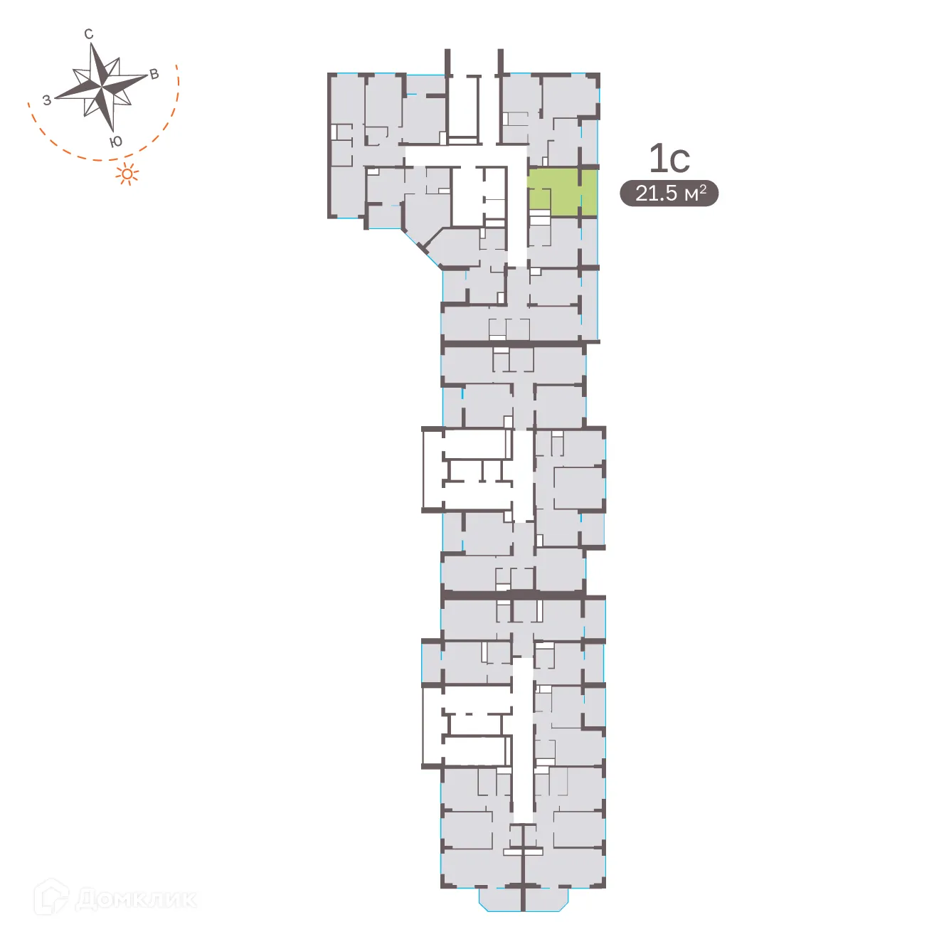 Планировка студии квартиры 21.3 м² в ЖК Притяжение, г. Ставрополь — фото 2