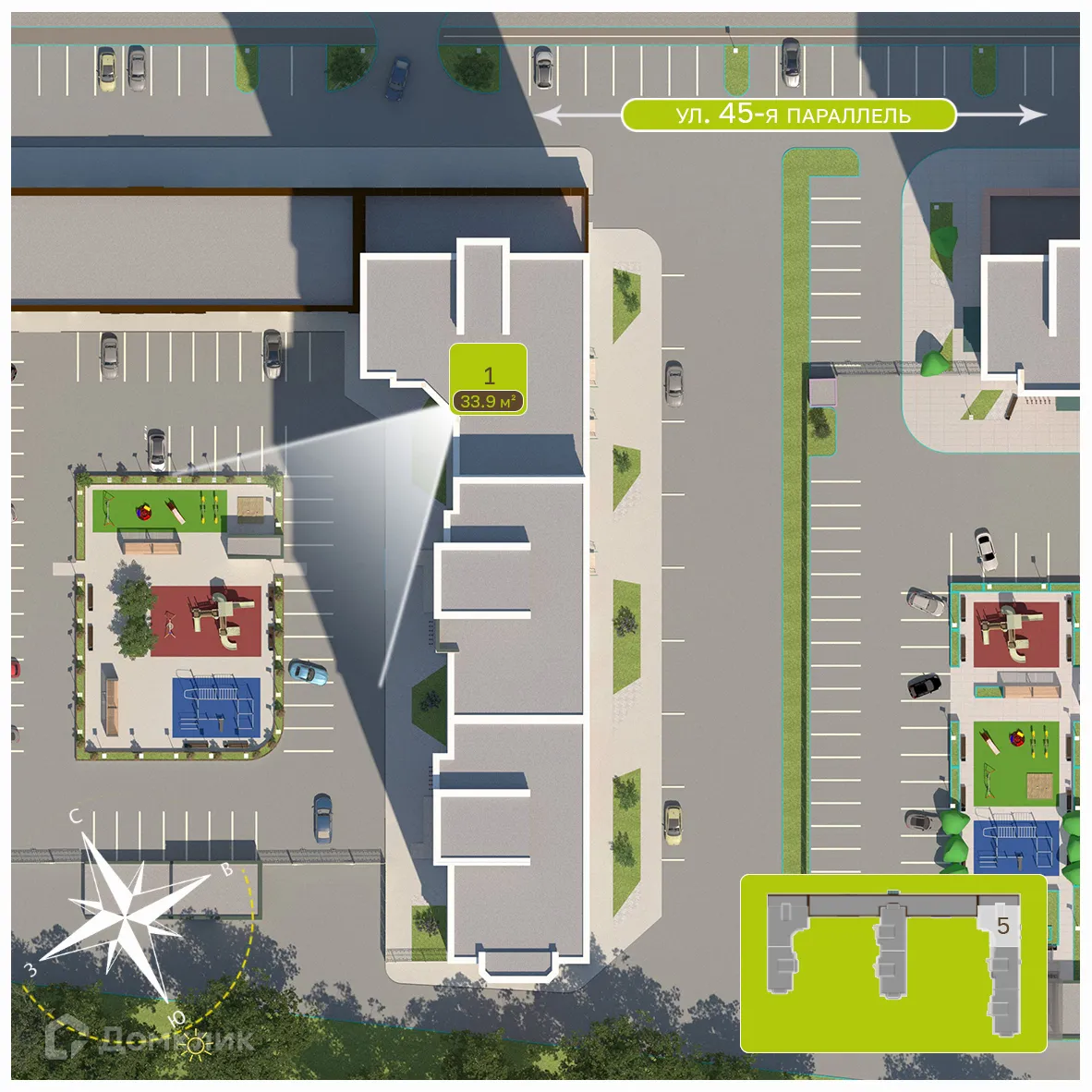 Планировка 1-комнатной квартиры 33.9 м² в ЖК Притяжение, г. Ставрополь — фото 3