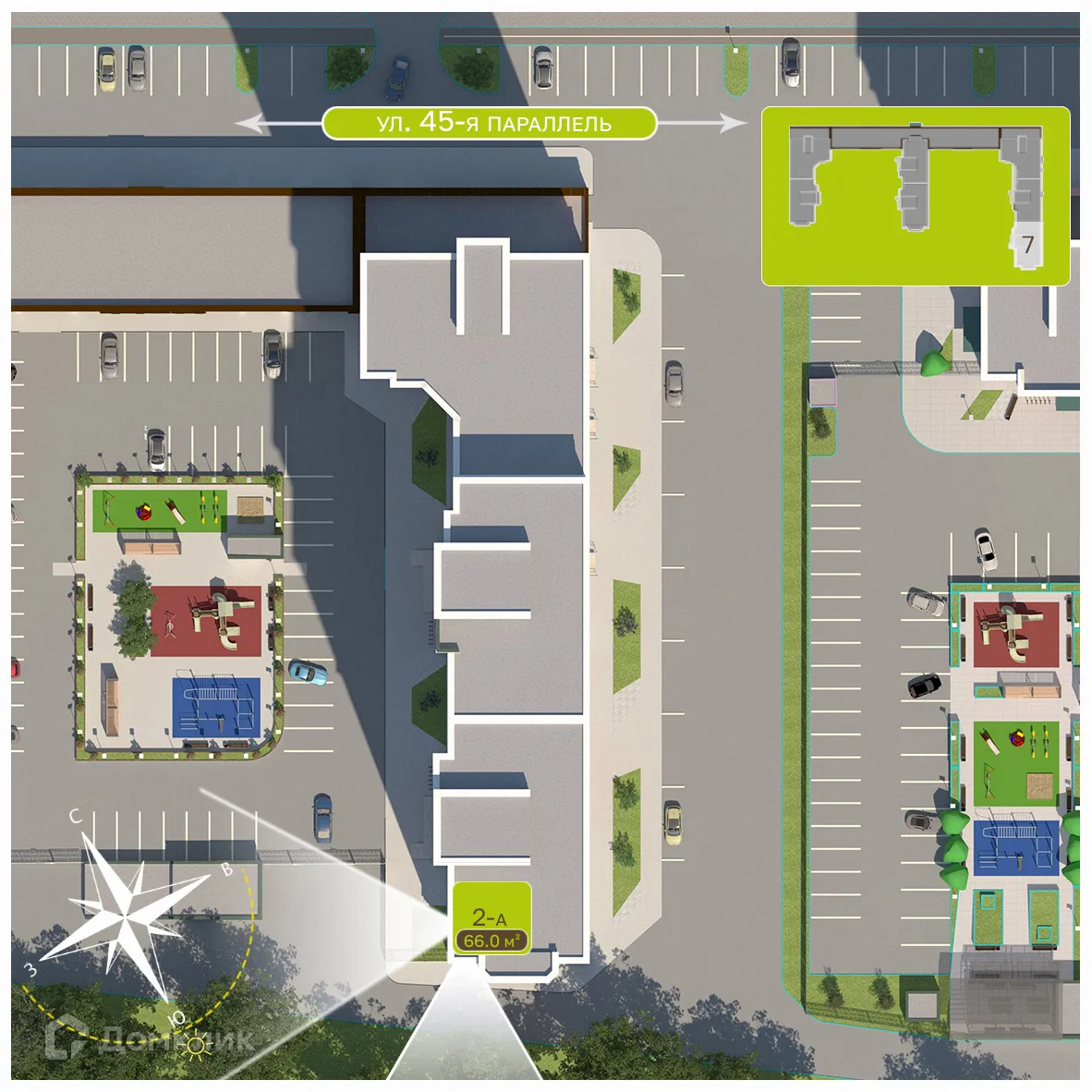 Планировка 2-комнатной квартиры 66.9 м² в ЖК Притяжение, г. Ставрополь — фото 3