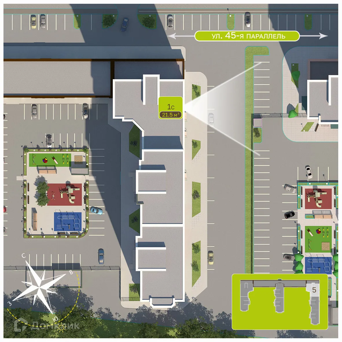Планировка студии квартиры 21.5 м² в ЖК Притяжение, г. Ставрополь — фото 3