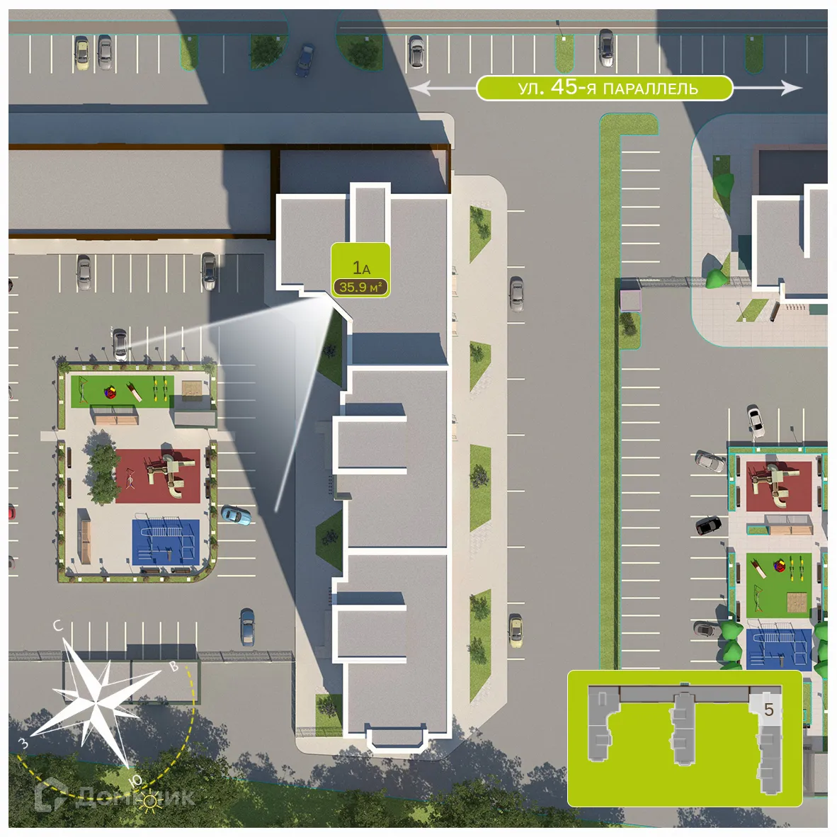 Планировка 1-комнатной квартиры 35.9 м² в ЖК Притяжение, г. Ставрополь — фото 3