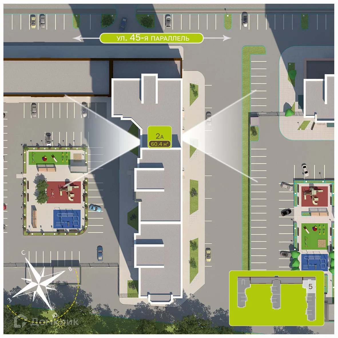 Планировка 2-комнатной квартиры 60.2 м² в ЖК Притяжение, г. Ставрополь — фото 3