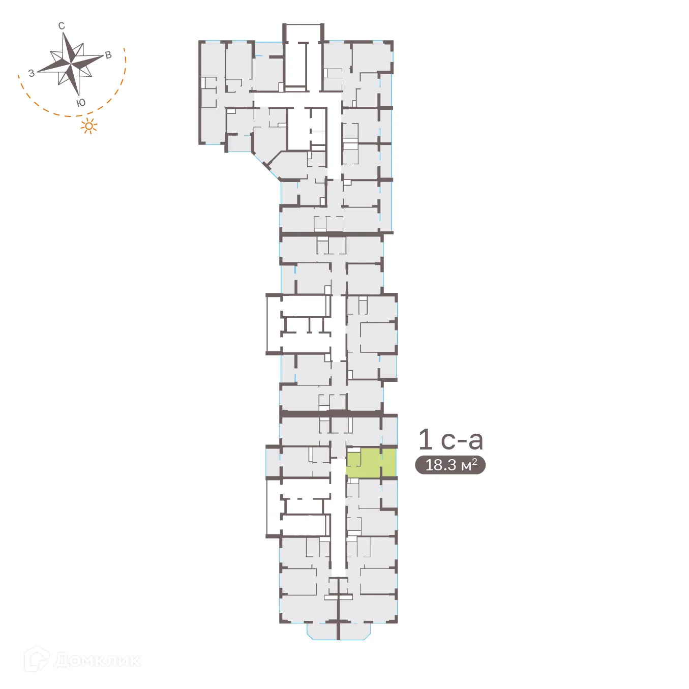 Планировка студии квартиры 19.2 м² в ЖК Притяжение, г. Ставрополь — фото 2