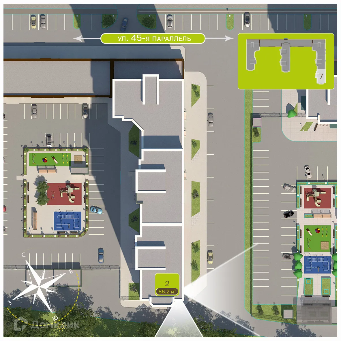 Планировка 2-комнатной квартиры 67.1 м² в ЖК Притяжение, г. Ставрополь — фото 3