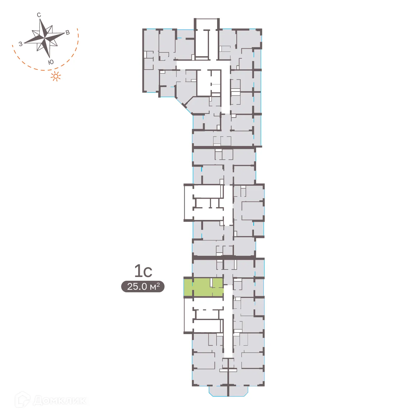 Планировка студии квартиры 24.6 м² в ЖК Притяжение, г. Ставрополь — фото 2