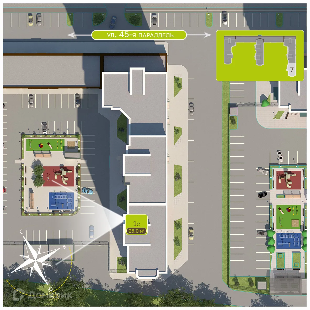 Планировка студии квартиры 24.8 м² в ЖК Притяжение, г. Ставрополь — фото 3