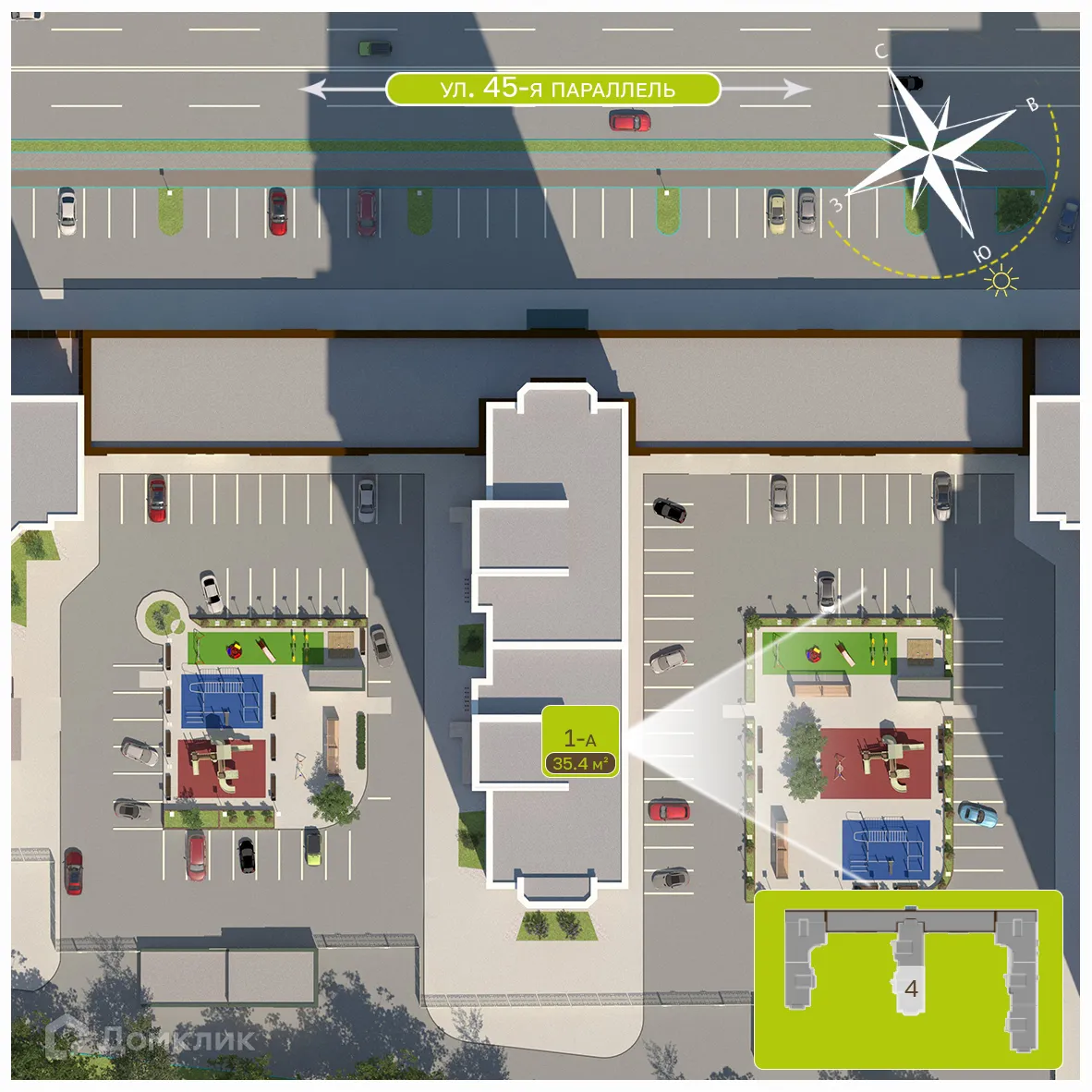 Планировка 1-комнатной квартиры 35.4 м² в ЖК Притяжение, г. Ставрополь — фото 3