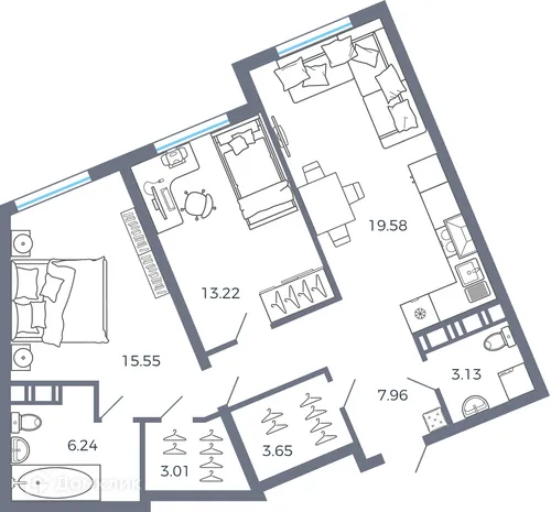 Фото квартиры в ЖК Квартал Атмосфера "Южный Город"