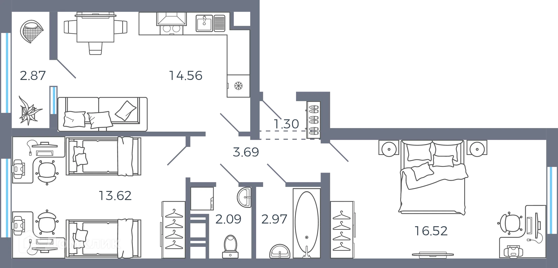 Фото квартиры в ЖК Квартал У парка. Мкр. Южный Город
