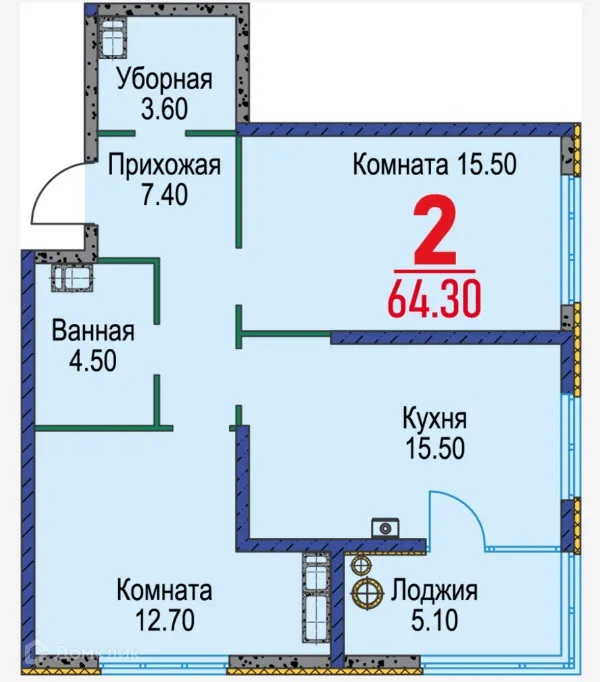 2 комн. в ЖК Красный Металлист