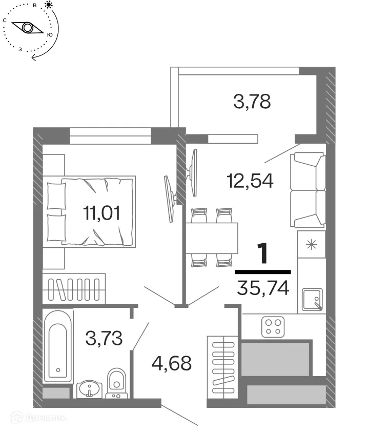 Фото квартиры в ЖК "Бирюзова Парк"