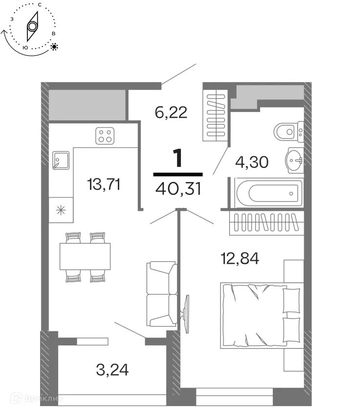 Фото квартиры в ЖК "Бирюзова Парк"