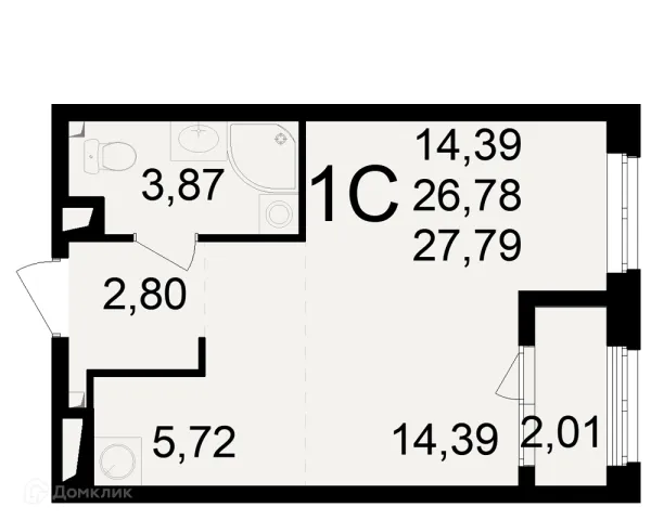 Планировка 1 комн. в ЖК Макроквартал "Свобода"