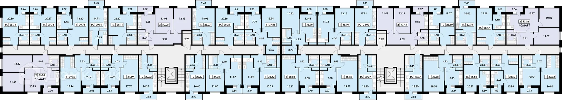 Планировка 1-комнатной квартиры 36.9 м² в ЖК Окские просторы, г. Рязань — фото 6