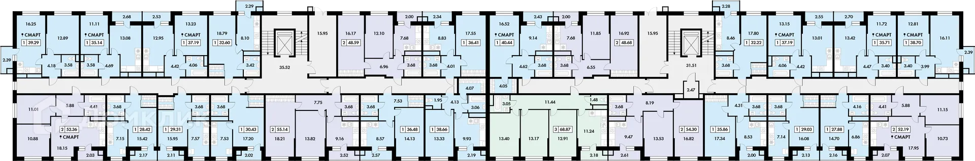 Планировка 1-комнатной квартиры 38.4 м² в ЖК Окские просторы, г. Рязань — фото 6