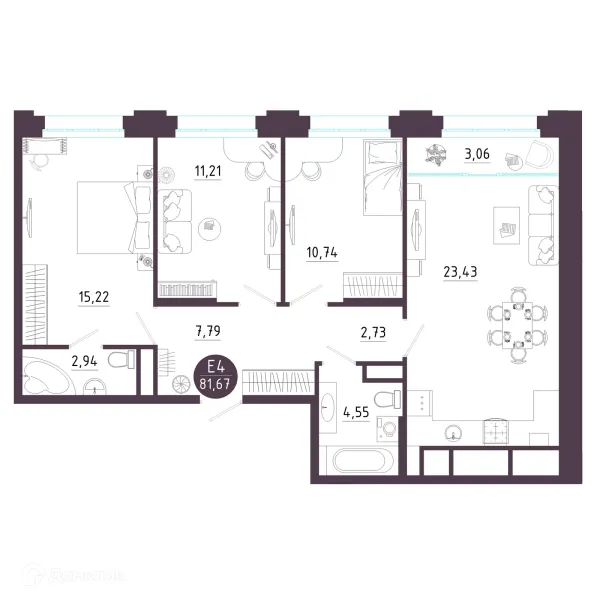 3 комн. квартиры в Рязани новостройки