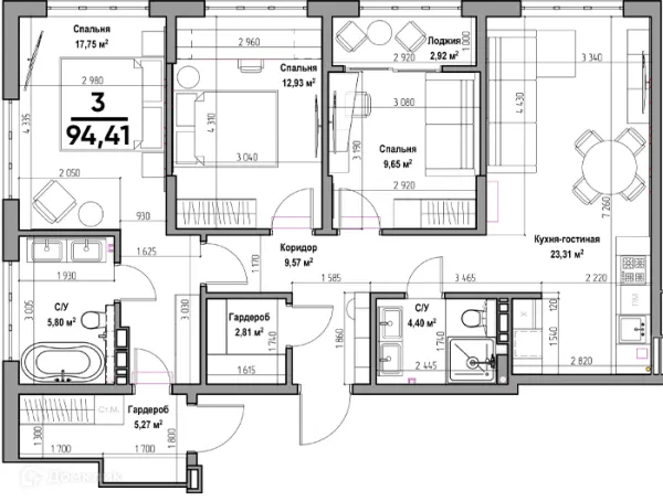 3 комн. квартиры в Рязани новостройки