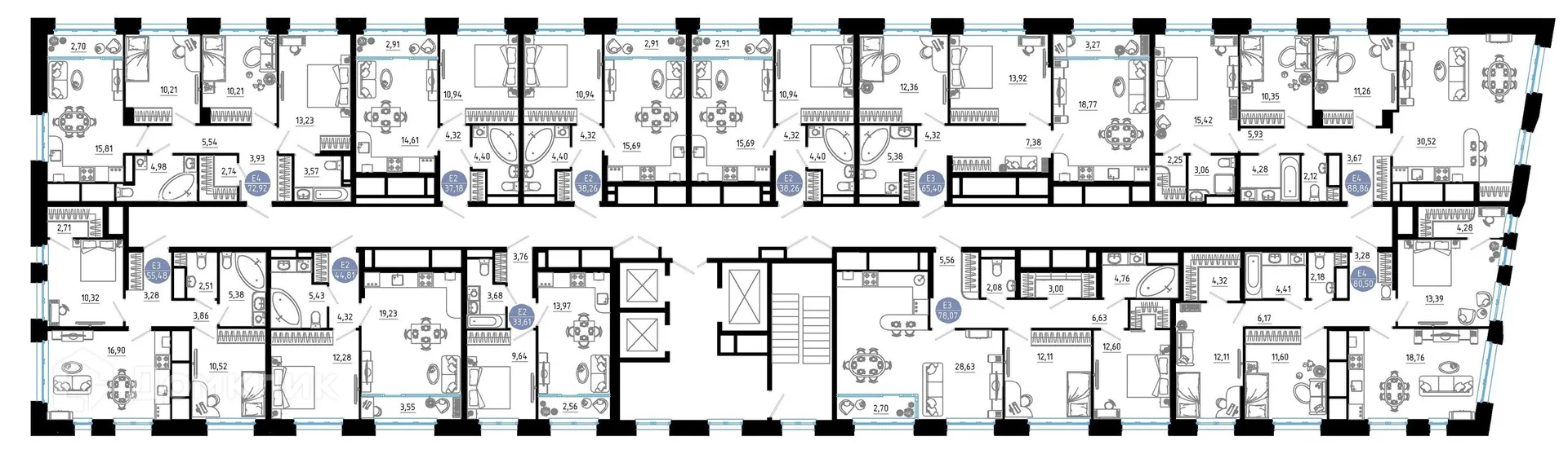 Планировка 1-комнатной квартиры 44.81 м² в ЖК РОЩА, г. Рязань — фото 18