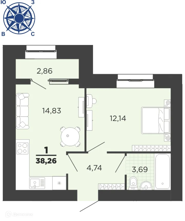 Фото квартиры в ЖК "Юный"