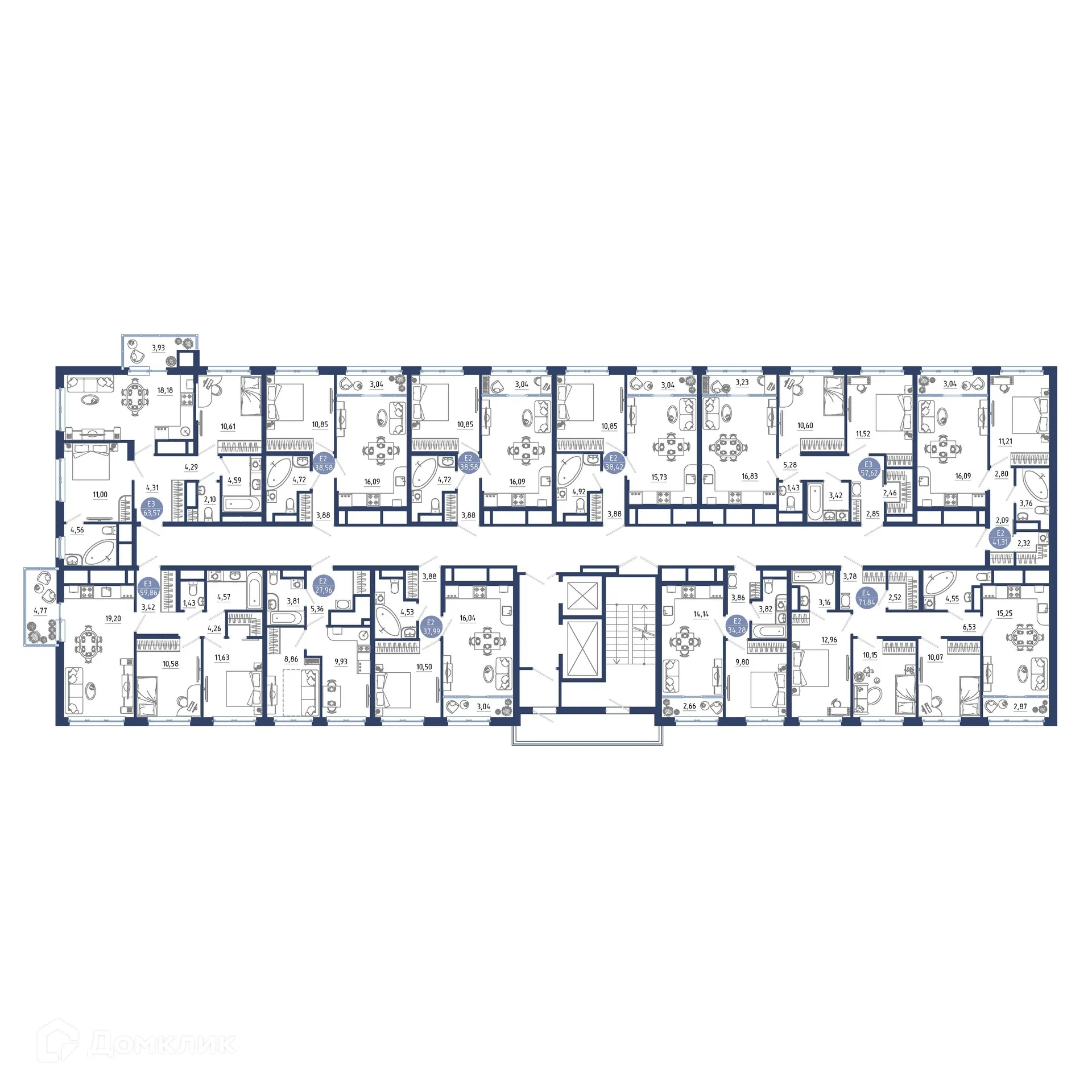 Планировка 1-комнатной квартиры 41.31 м² в ЖК Бульвар оптимистов, г. Дядьково — фото 24