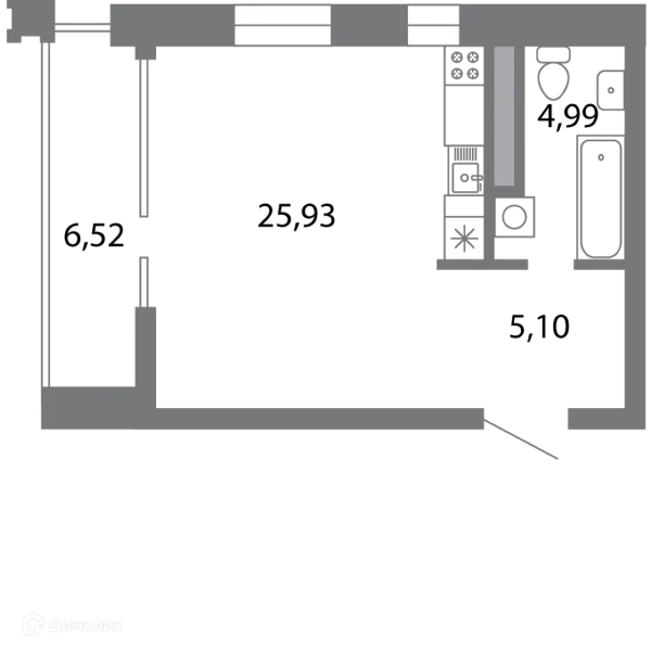Планировка Студия в ЖК Солотчинский квартал