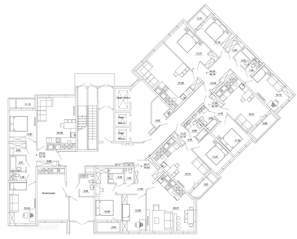 Планировка 1-комнатной квартиры 41.51 м² в ЖК Смарт Квартал ЦЕНТРАЛЬНЫЙ, г. Рязань — фото 35