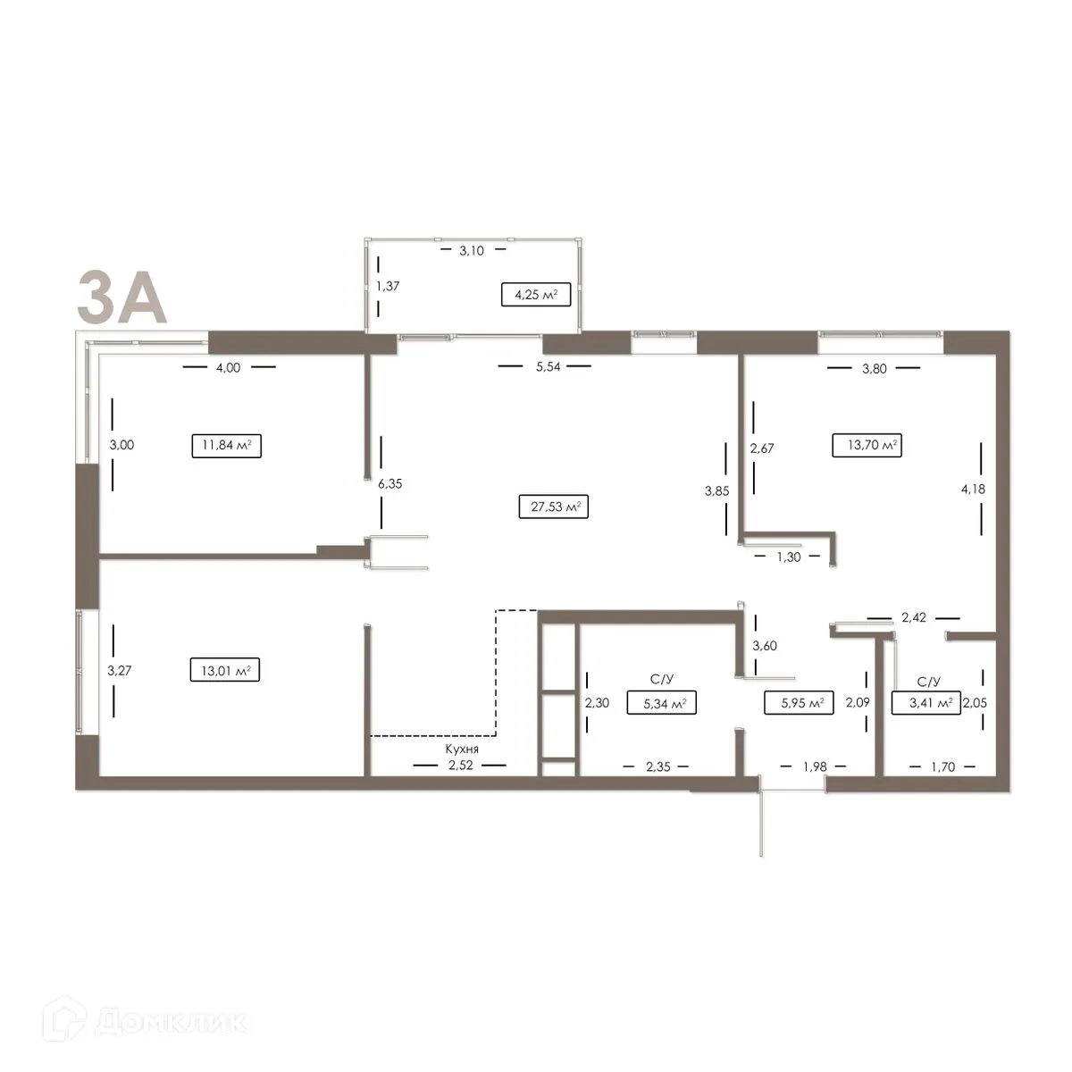 Планировка 3-комнатной квартиры 81.99 м² в ЖК Правый берег, г. Дядьково — фото 22