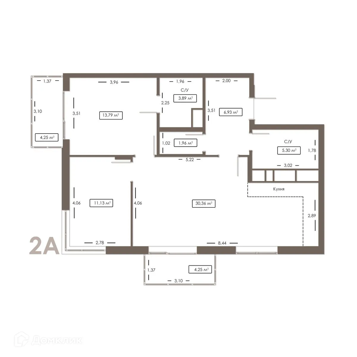 Планировка 2-комнатной квартиры 74.57 м² в ЖК Правый берег, г. Дядьково — фото 18