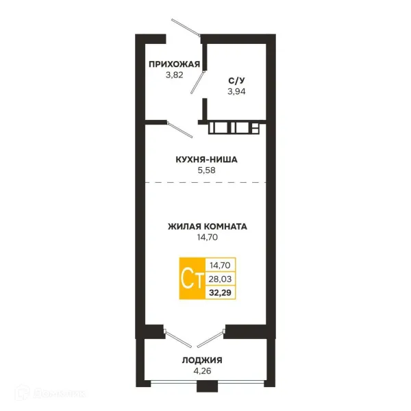 Планировка Студия в ЖК Ривер Парк