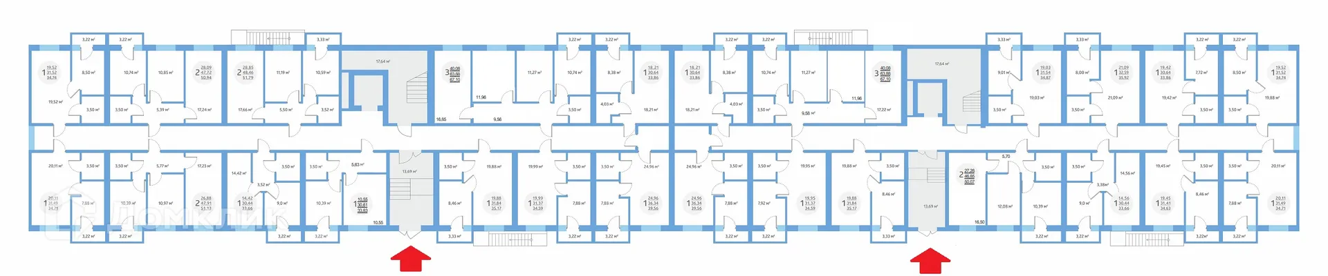 Планировка 1-комнатной квартиры 34.3 м² в ЖК Окские просторы, г. Рязань — фото 2